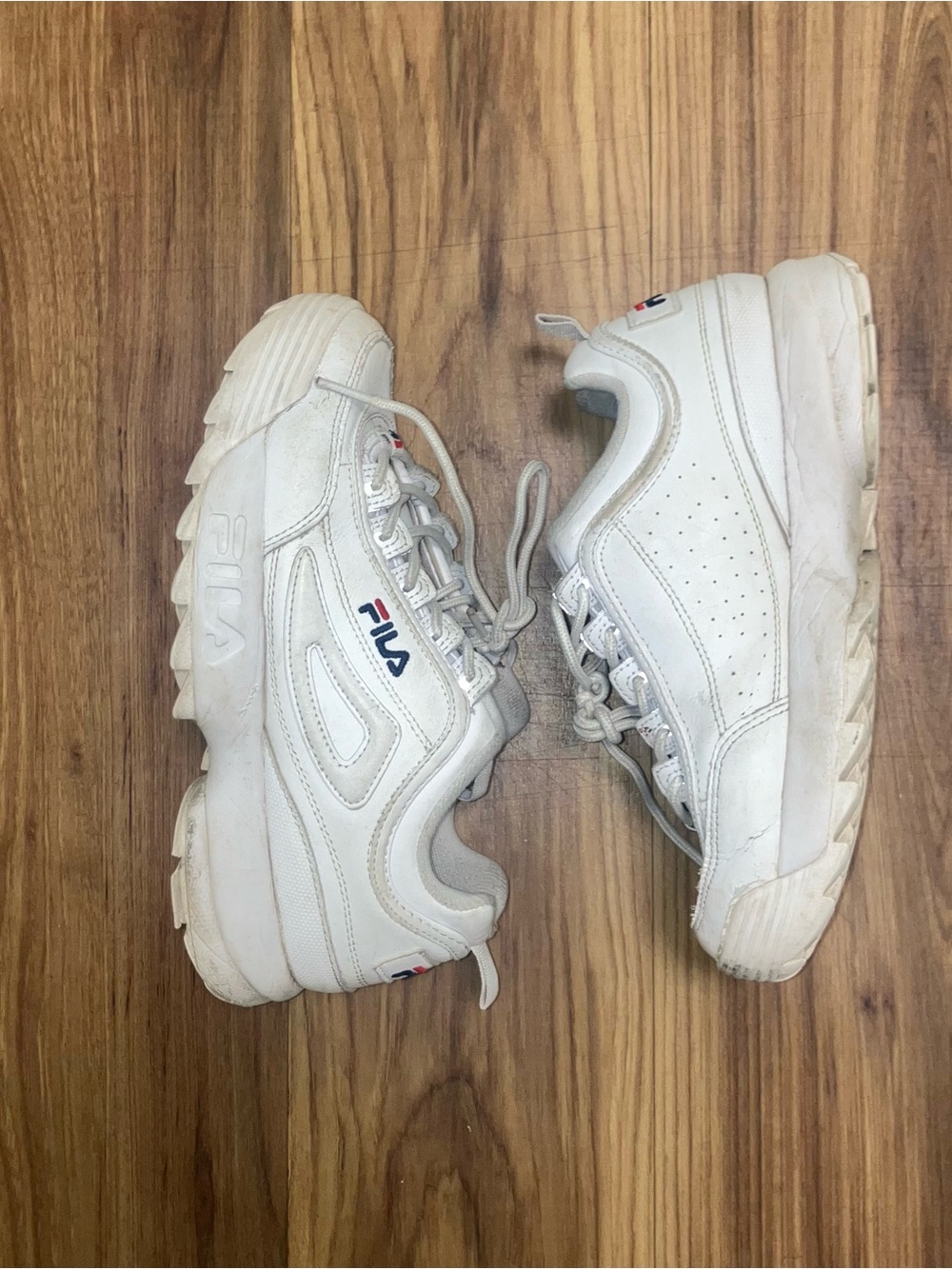 Fila White Low-Top Leather Athletic Sneakers